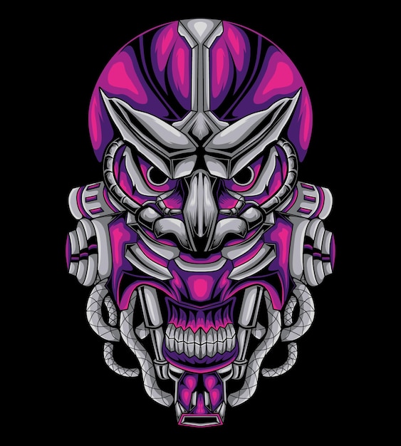 Ilustración mecánica cabeza diablo