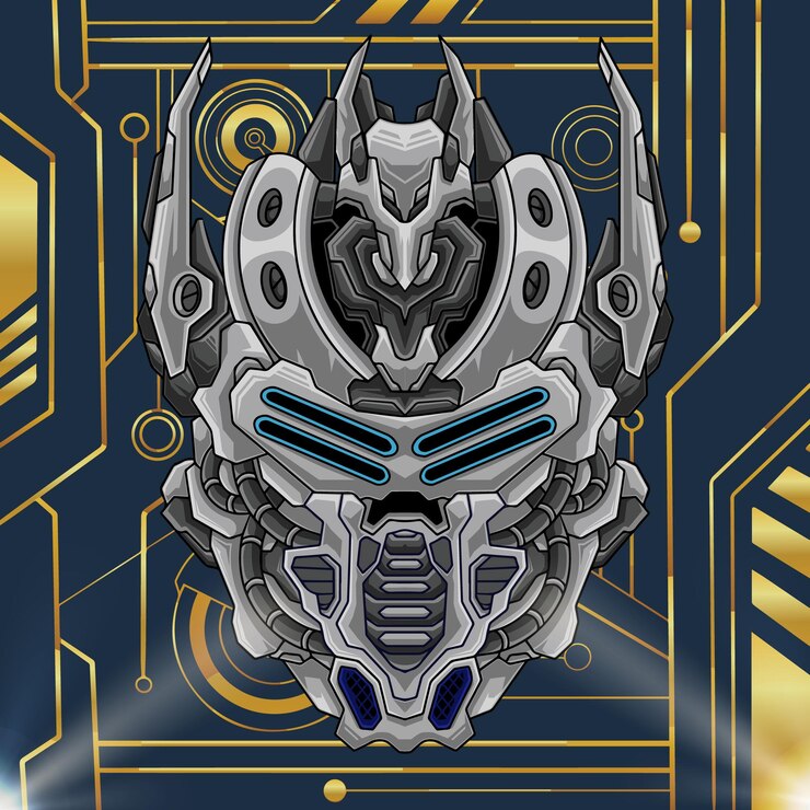 Vector ilustración de mecha de cabeza de robot asesino