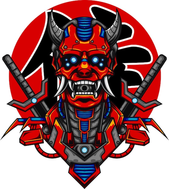 Ilustración de mecha samurai con vector de stock de calidad premium