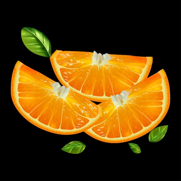 Ilustración de media rebanada de frutas de naranja y limón diseño vectorial aislado