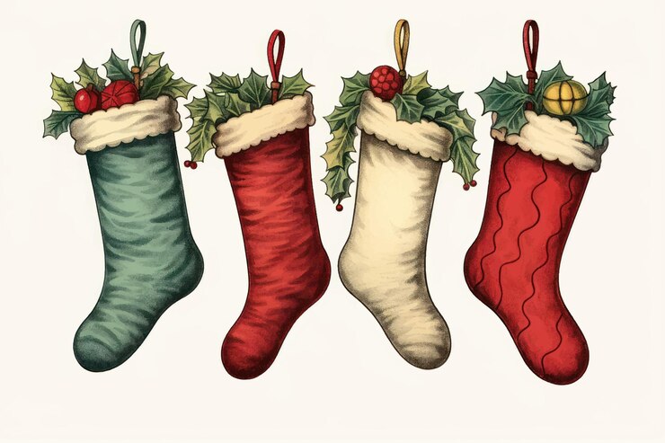 Vector ilustración de medias navideñas festivas