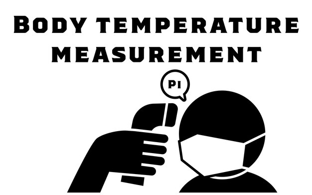 Ilustración de medir el calor con la frente usando un termómetro infrarrojo