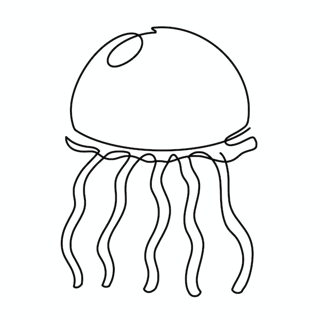 Ilustración de medusas de una línea continua de vector
