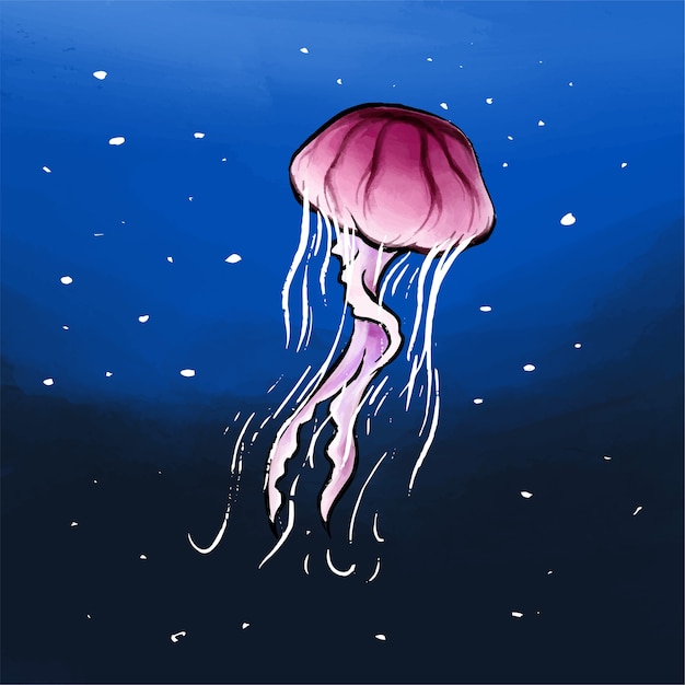Ilustración de medusas en el océano