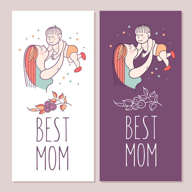 Ilustración de la mejor mamá. Mamá y bebé.