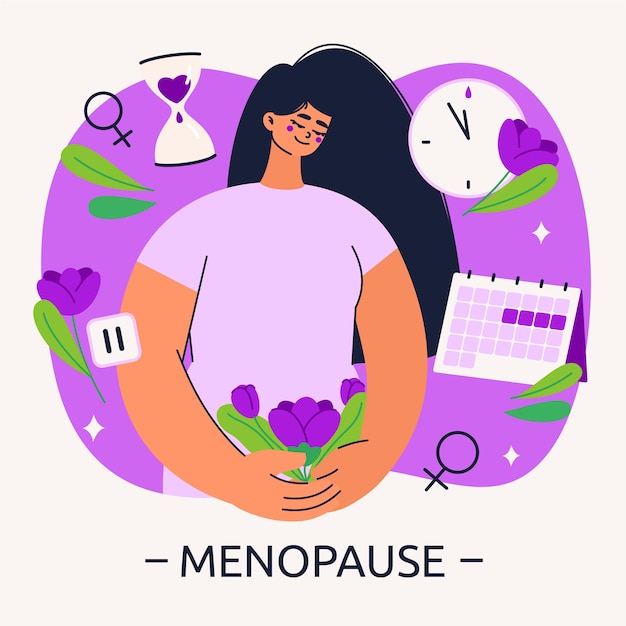 Ilustración de menopausia de diseño plano dibujado a mano