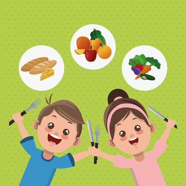 Ilustración del menú infantil, alimentos y nutrición relacionados | Vector  Premium