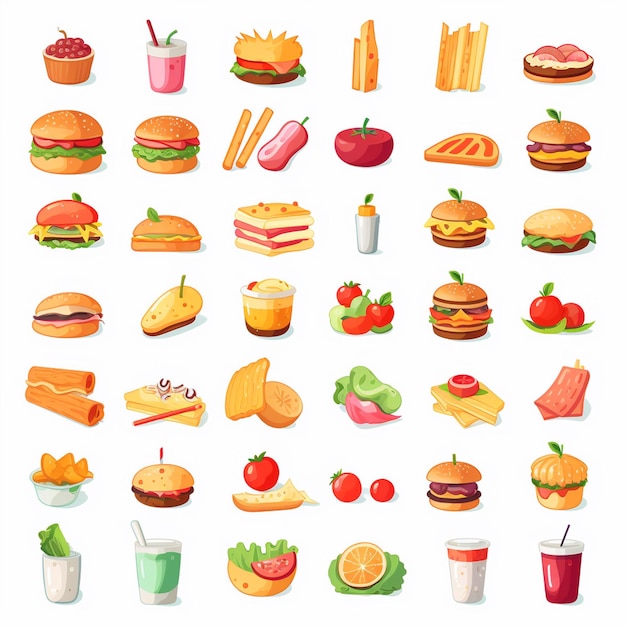 Ilustración de menú vectorial comida comida de carne restaurante popular conjunto de almuerzo icono cena bocadillo