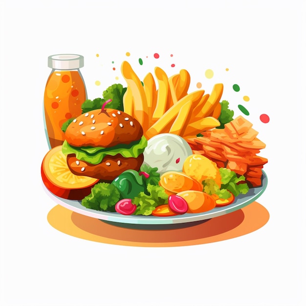 Ilustración de menú vectorial comida comida de carne restaurante popular conjunto de almuerzo icono cena bocadillo