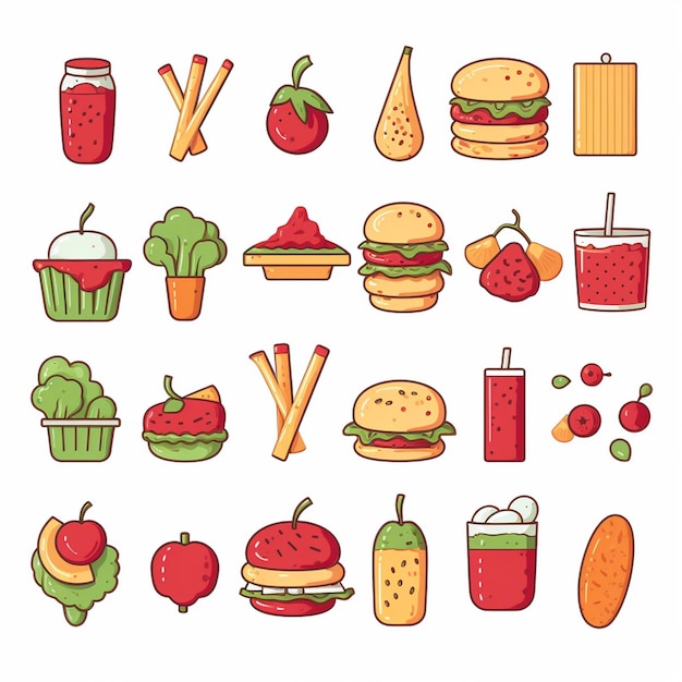 Ilustración de menú vectorial comida comida de carne restaurante popular conjunto de almuerzo icono cena bocadillo