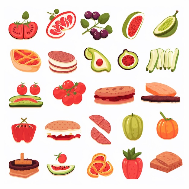 Ilustración de menú vectorial comida comida de carne restaurante popular conjunto de almuerzo icono cena bocadillo