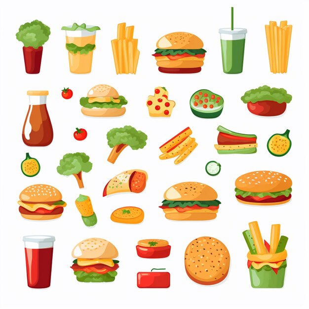 Ilustración de menú vectorial comida comida de carne restaurante popular conjunto de almuerzo icono cena bocadillo