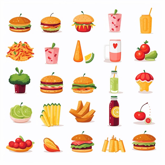 Ilustración de menú vectorial comida comida de carne restaurante popular conjunto de almuerzo icono cena bocadillo