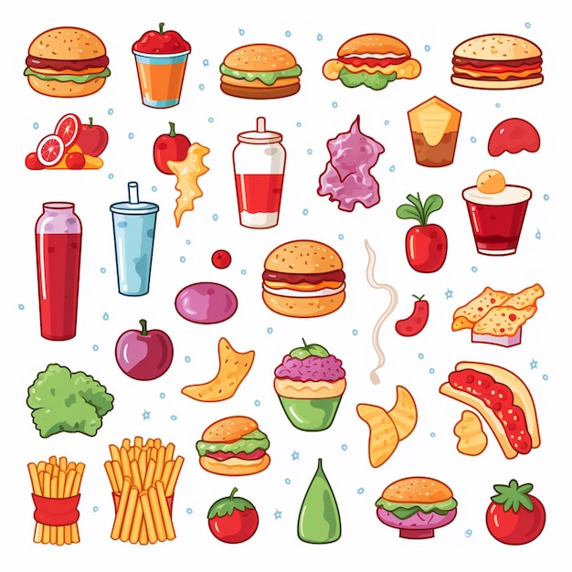 Ilustración de menú vectorial comida comida de carne restaurante popular conjunto de almuerzo icono cena bocadillo
