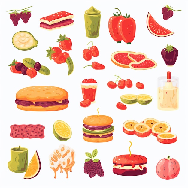 Ilustración de menú vectorial comida comida de carne restaurante popular conjunto de almuerzo icono cena bocadillo