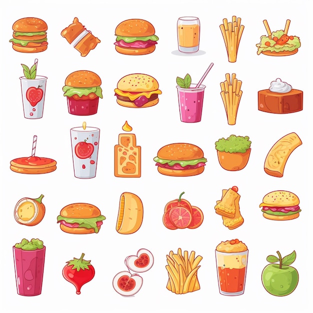 Ilustración de menú vectorial comida comida de carne restaurante popular conjunto de almuerzo icono cena bocadillo