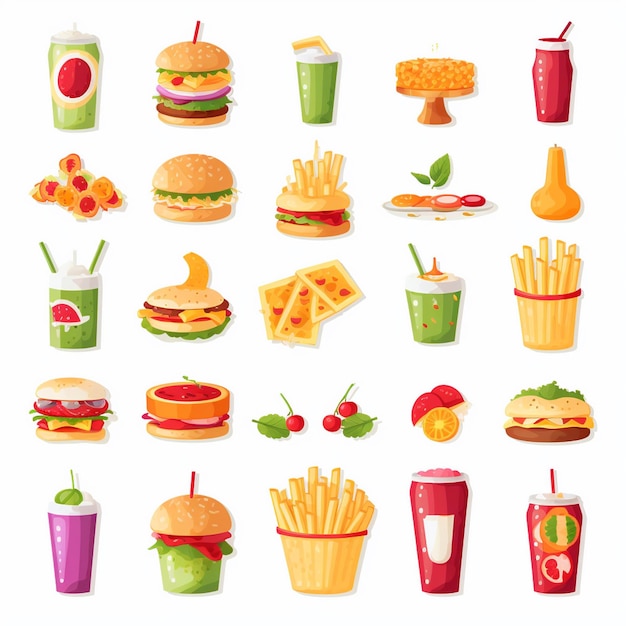 Ilustración de menú vectorial comida comida de carne restaurante popular conjunto de almuerzo icono cena bocadillo