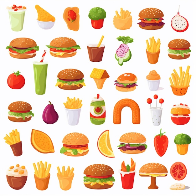 Ilustración de menú vectorial comida comida de carne restaurante popular conjunto de almuerzo icono cena bocadillo