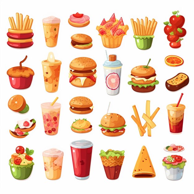 Ilustración de menú vectorial comida comida de carne restaurante popular conjunto de almuerzo icono cena bocadillo
