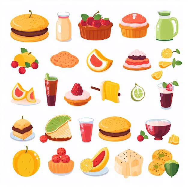 Ilustración de menú vectorial comida comida de carne restaurante popular conjunto de almuerzo icono cena bocadillo