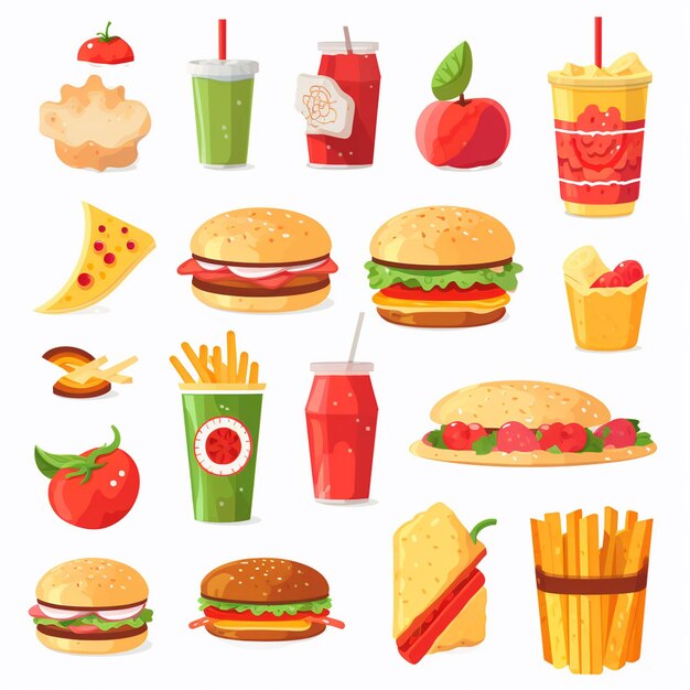 Ilustración de menú vectorial comida comida de carne restaurante popular conjunto de almuerzo icono cena bocadillo
