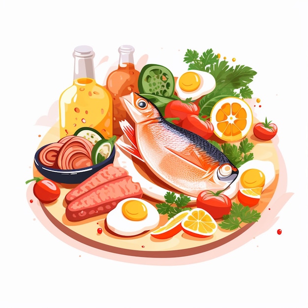 Vector ilustración de menú vectorial comida comida de carne restaurante popular conjunto de almuerzo icono cena bocadillo