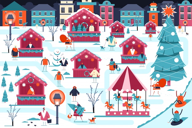 Ilustración del mercado navideño.