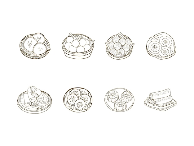 Ilustración de merienda de comida tradicional indonesia