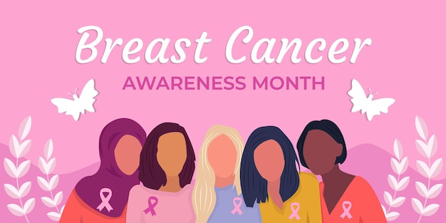 Ilustración del mes de concientización sobre el cáncer de mama con cinta usada para mujeres