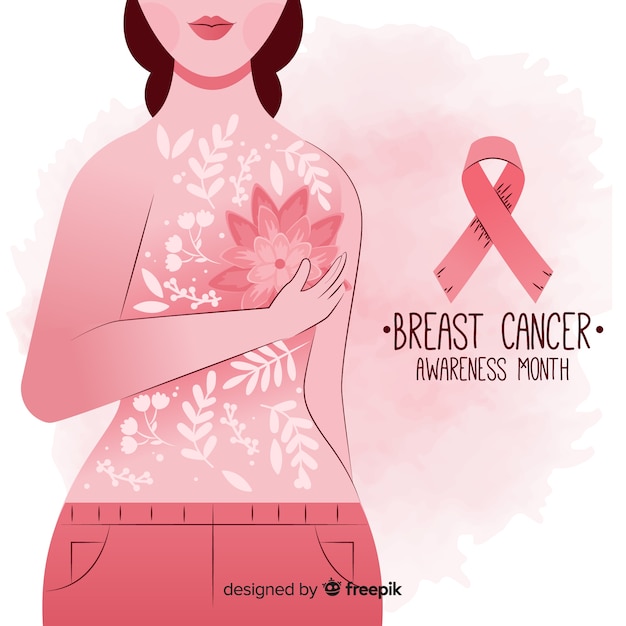 Vector ilustración del mes de concientización sobre el cáncer de mama dibujado a mano