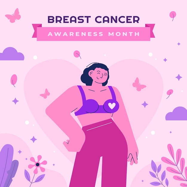 Vector ilustración para el mes de concientización sobre el cáncer de mama.