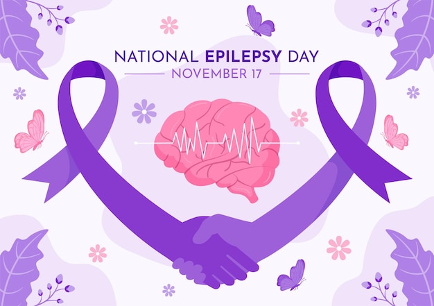 Vector ilustración del mes de concientización sobre la epilepsia que se celebra cada año en noviembre con la salud cerebral y mental