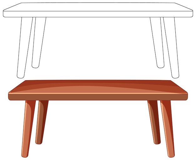Ilustración de una mesa de madera