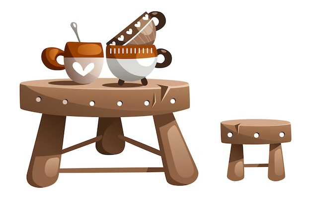 Ilustración de una mesa con muchos platos sucios.