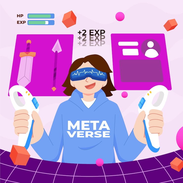 Vector ilustración de metaverso de diseño plano dibujado a mano