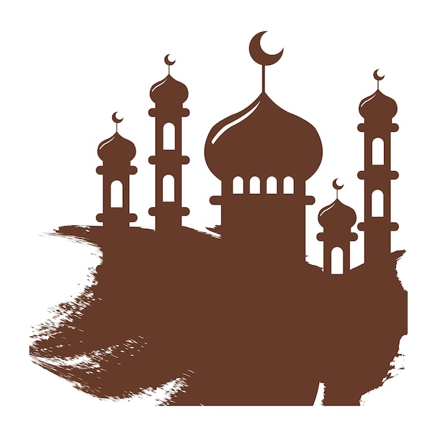 Ilustración de una mezquita islámica dibujada a mano