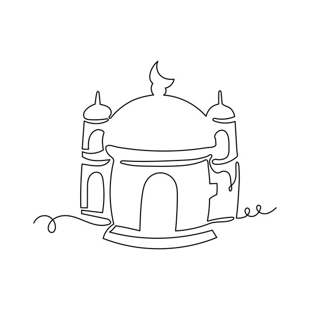 Ilustración de la mezquita línea continua