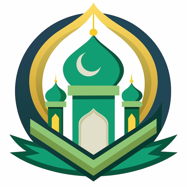 Ilustración de una mezquita musulmana aislada de estilo plano saludos de Eid Mubarak Ramadán Kareem