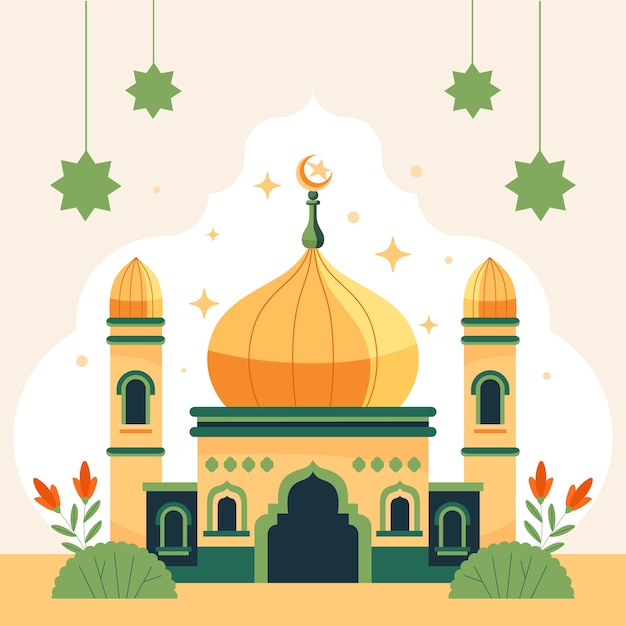 Ilustración de una mezquita plana