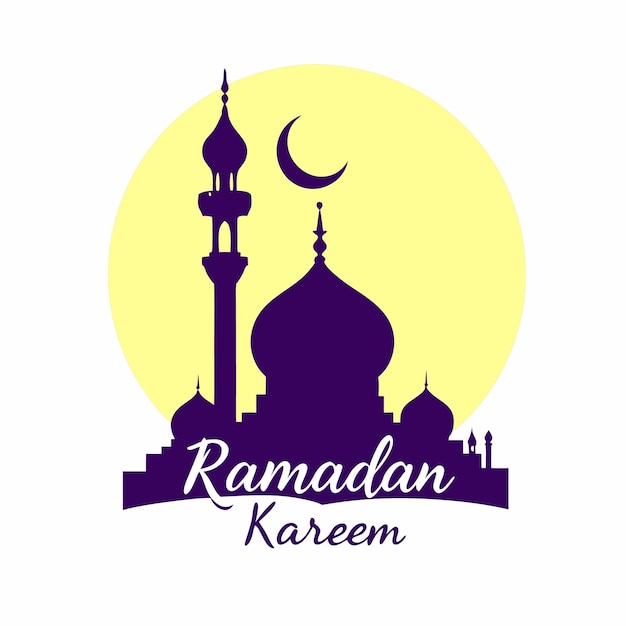 Ilustración de la mezquita de Ramadan Kareem con luna creciente Arte islámico para las celebraciones del Ramadán