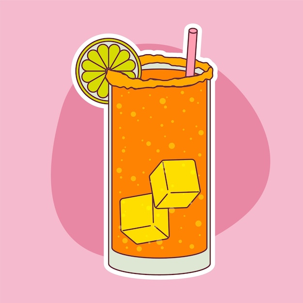 Ilustración de michelada en estilo dibujado a mano