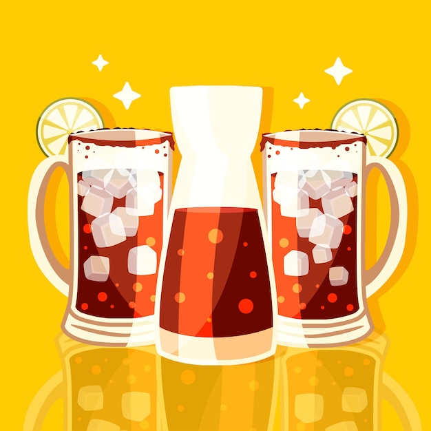 Vector ilustración de michelada fresca de diseño plano