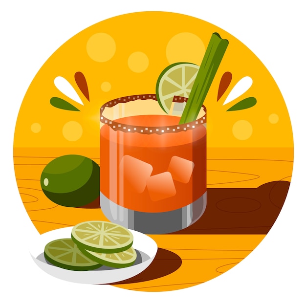 Vector ilustración de michelada fresca de diseño plano