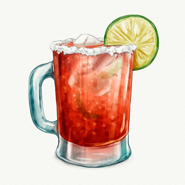 Vector ilustración de michelada fresca pintada