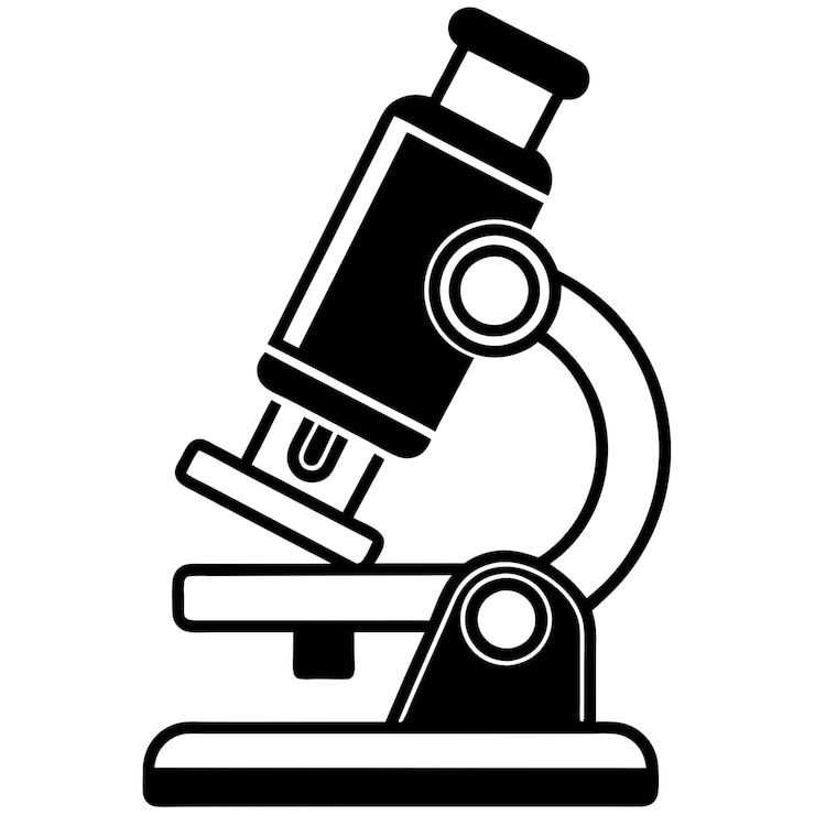 Vector ilustración del microscopio en blanco y negro
