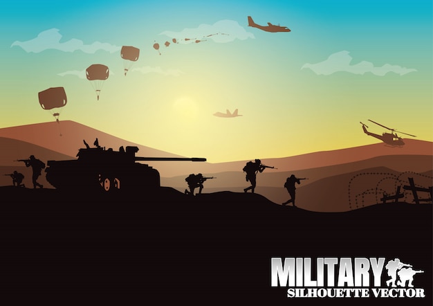 Vector ilustración militar, fondo del ejército.