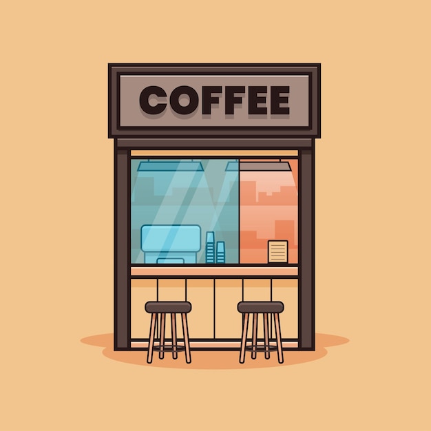 Vector ilustración de mini cafetería