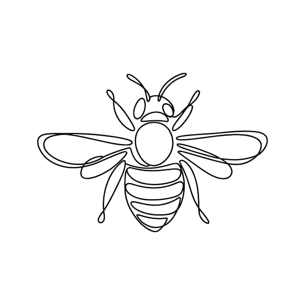 Ilustración minimalista del arte de la línea de la abeja