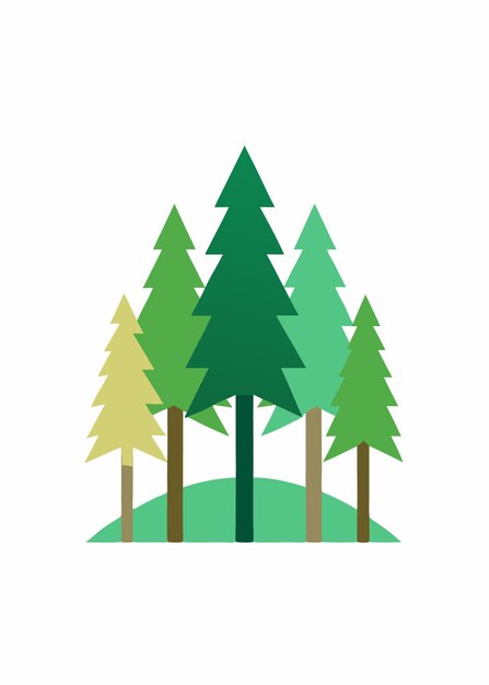 Ilustración minimalista del bosque sobre un fondo blanco
