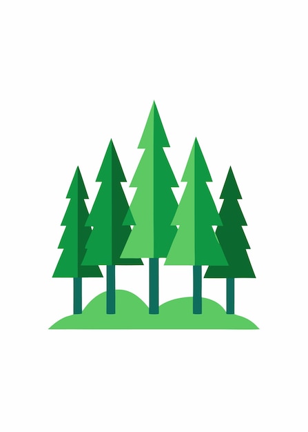 Ilustración minimalista del bosque sobre un fondo blanco